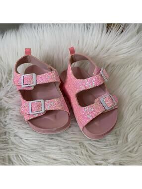 First Steps Glittery Pink Kids Sandals Size 6